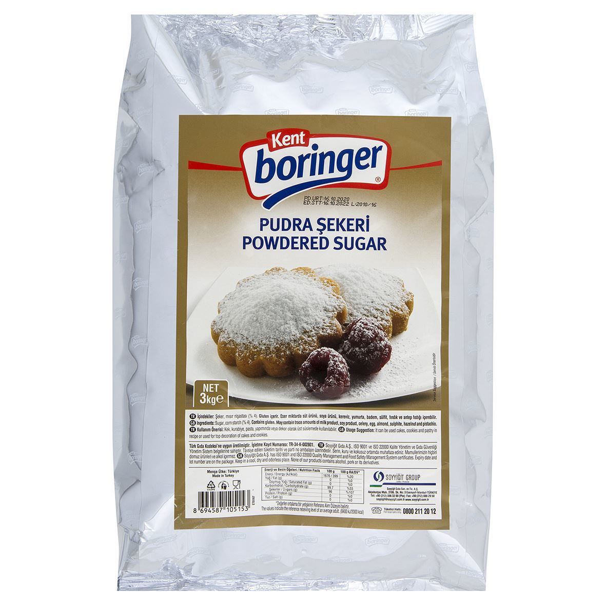 KENT PUDRA ŞEKERİ 3 KG.*4*