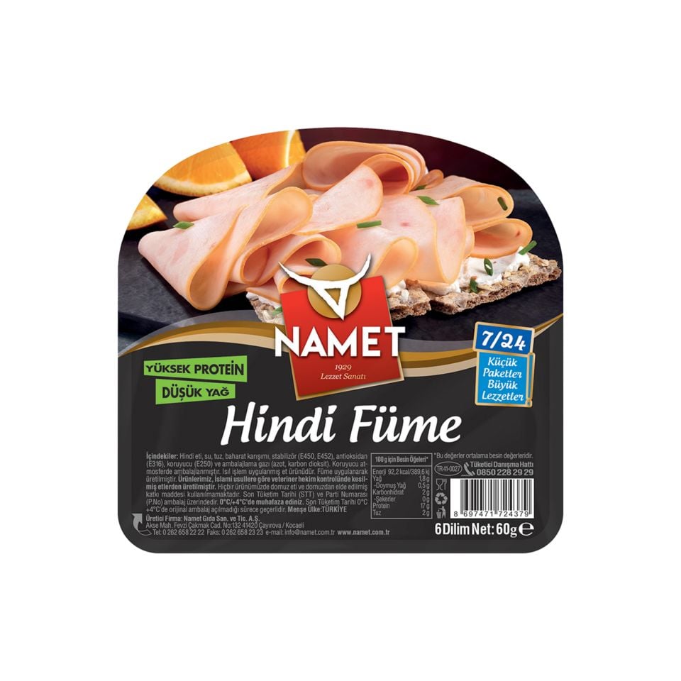 NAMET 7/24 HİNDİ FÜME 60gr.*18*