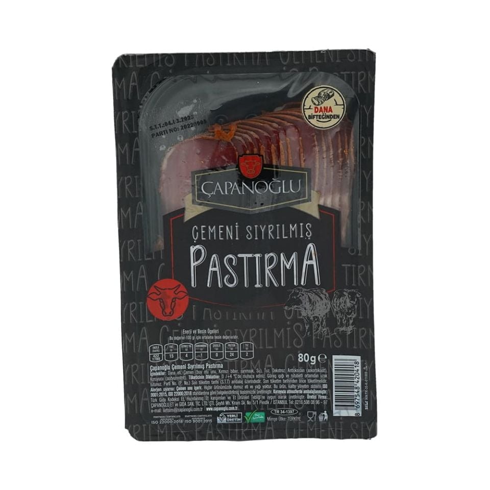 ÇAPANOĞLU ÇEMENSİZ PASTIRMA 80G*8*