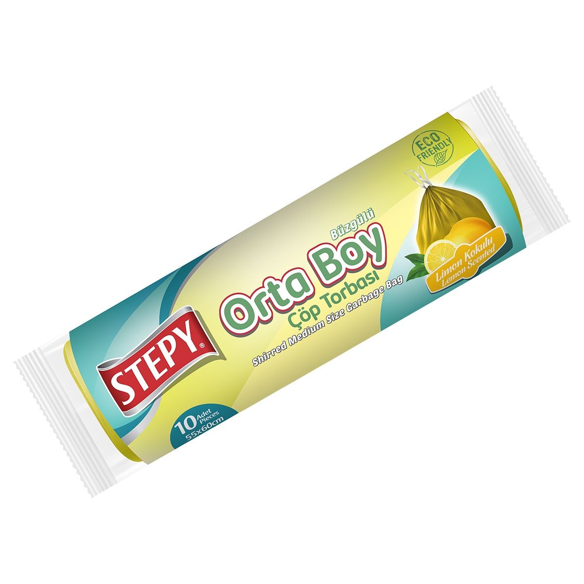 STEPY ÇÖP TORBASI BÜZGÜLÜ ORTA LİMON 10'LU*25*