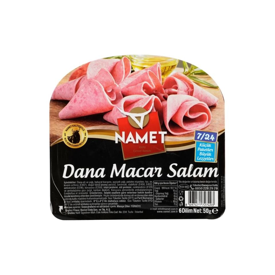 NAMET 6 DİLİM  MACAR SALAM 50 GR*18*